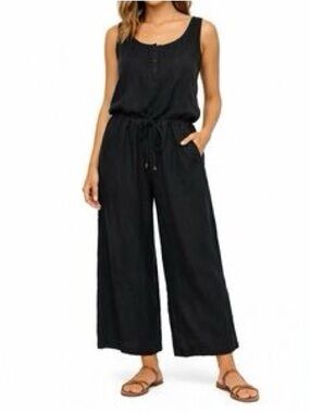 Cloth & Stone Linen Wide Leg Jumpsuit Romper Size Medium